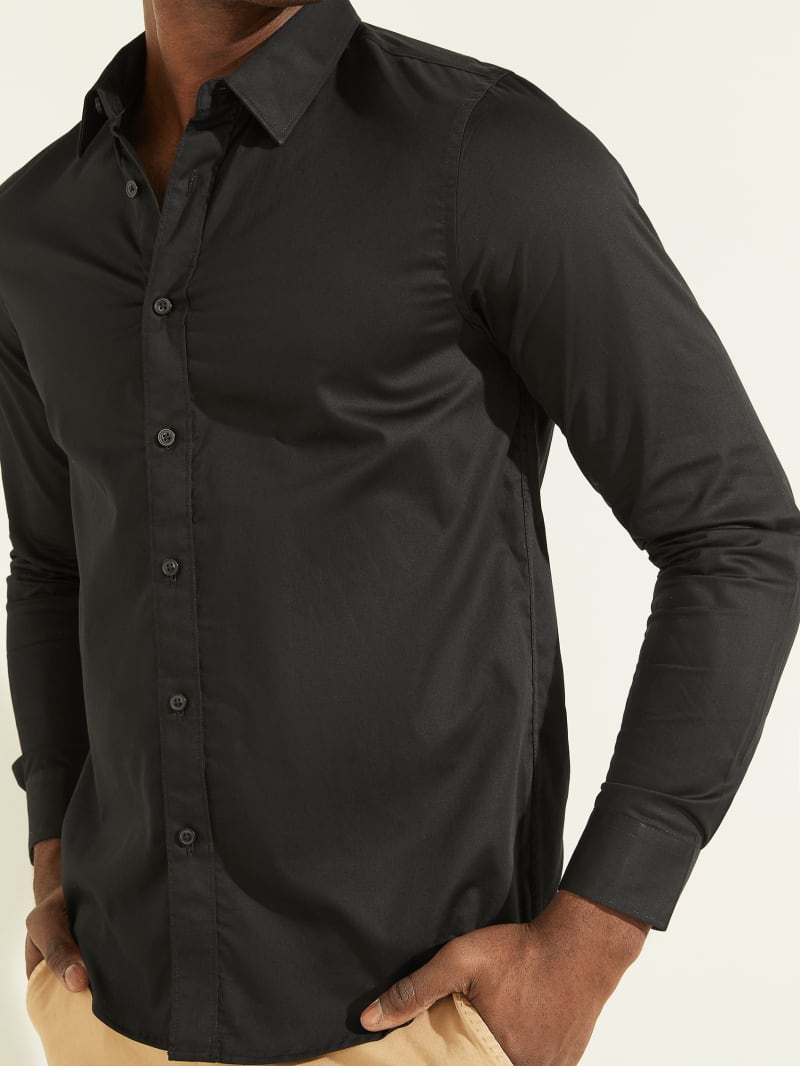 Black Men's Guess Luxe Stretch Shirts | 0326817-QI