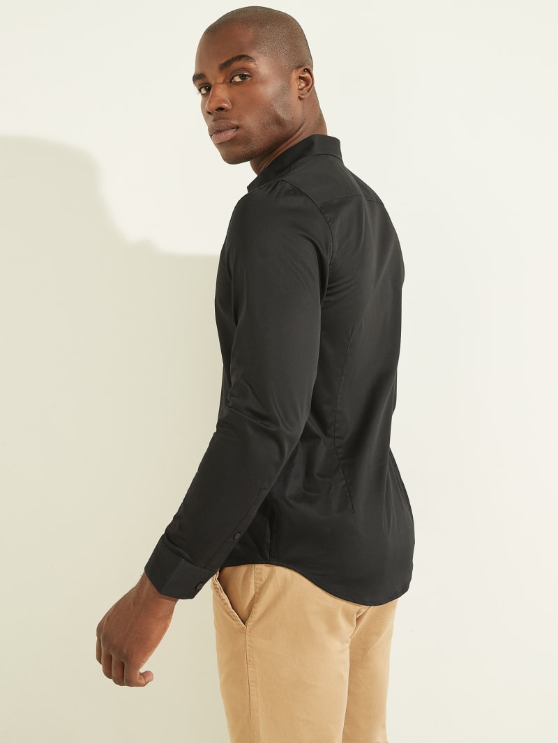 Black Men's Guess Luxe Stretch Shirts | 0326817-QI