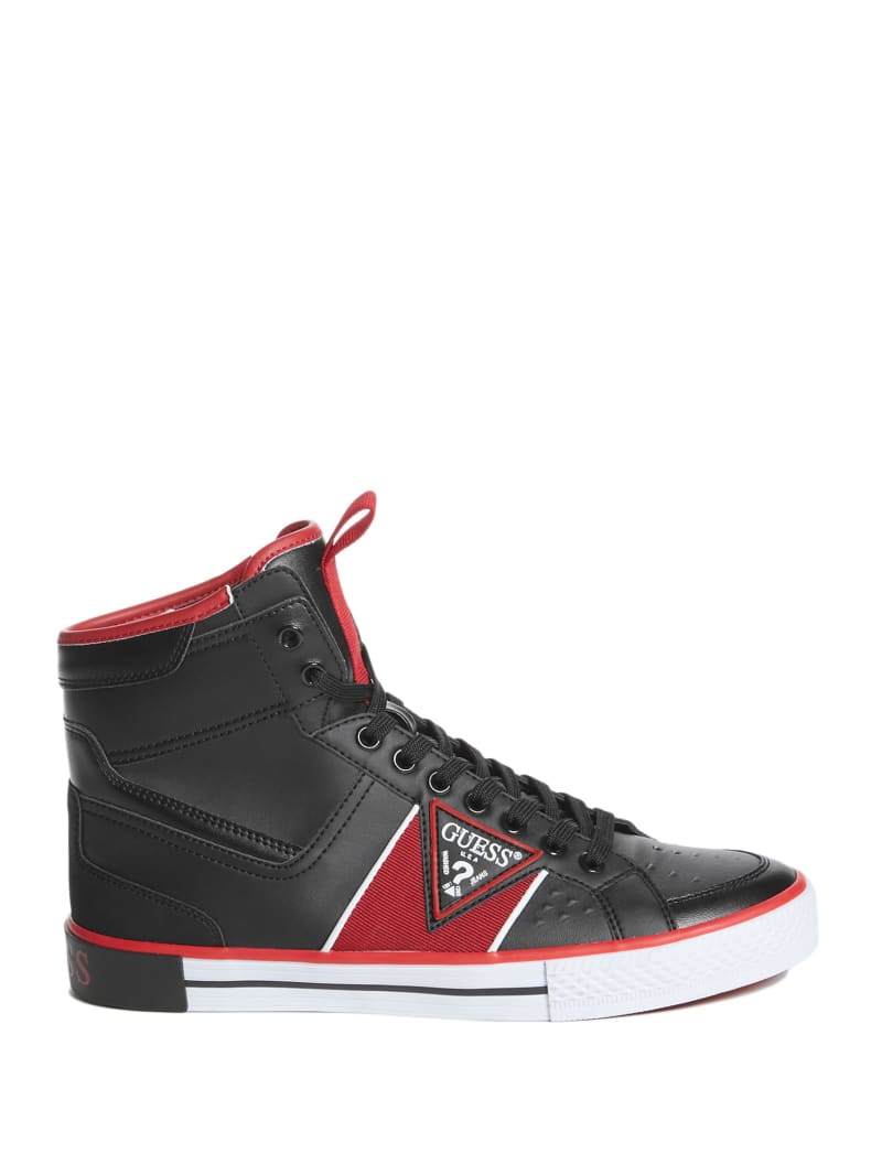 Black Men's Guess Maeno Triangle Logo High-Top Sneakers | 4610298-FH