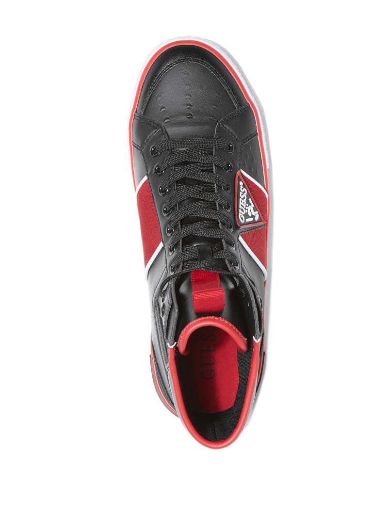 Black Men's Guess Maeno Triangle Logo High-Top Sneakers | 4610298-FH