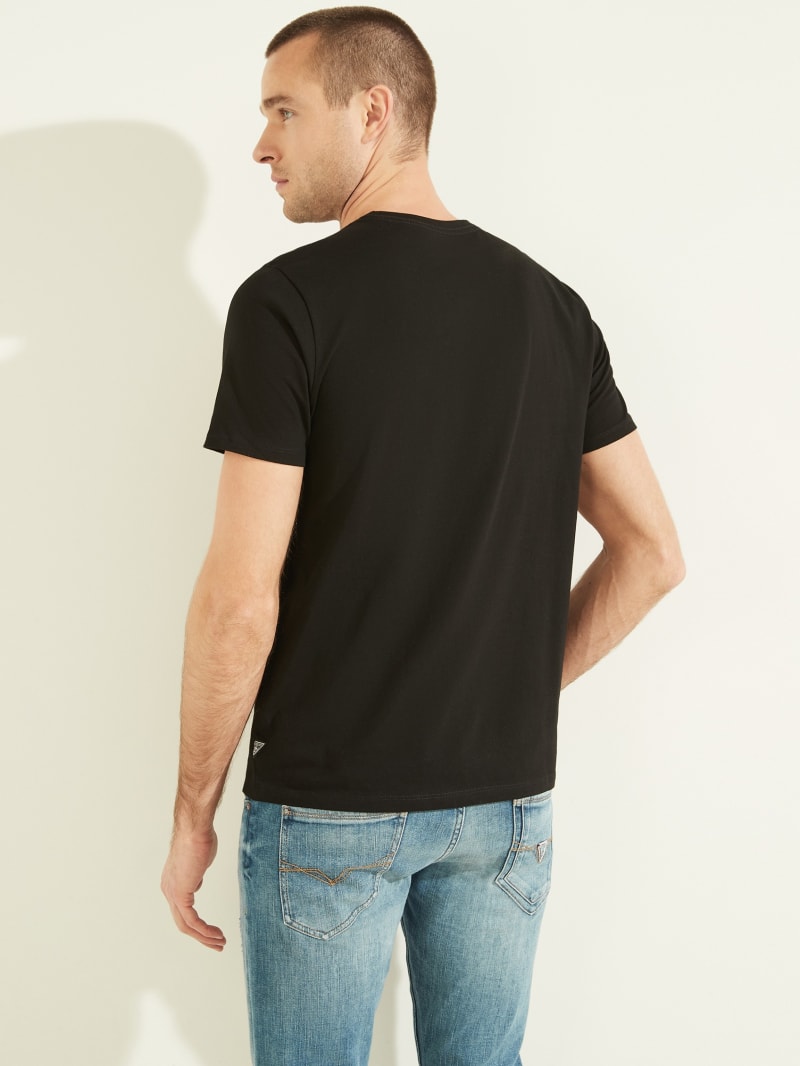 Black Men's Guess Magazine Tee T Shirts | 9130874-SD