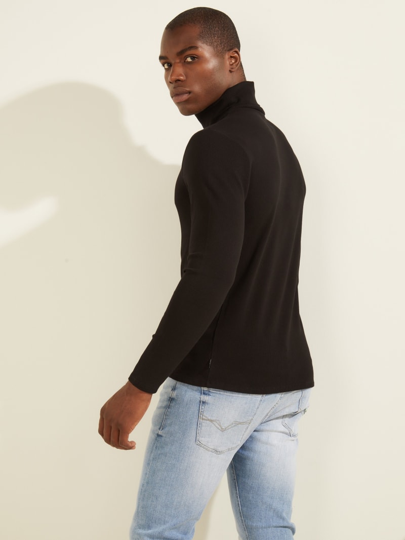 Black Men's Guess Mateo Turtleneck Tee Hoodie | 7201946-UL