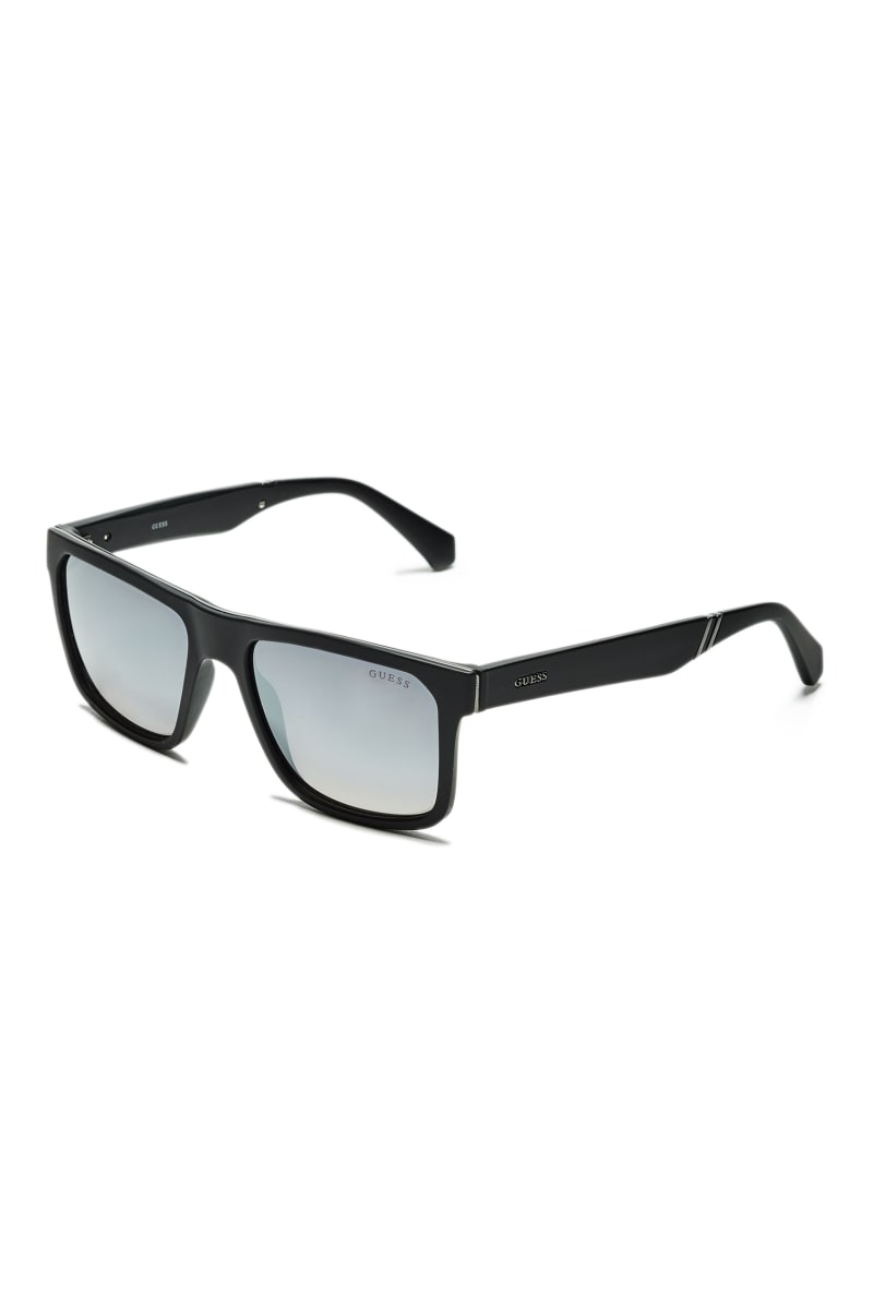 Black Men's Guess Matte Square Sunglasses | 1906345-EV