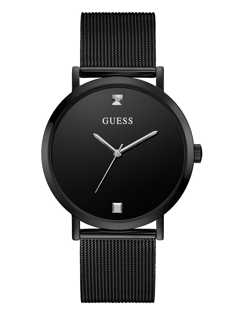 Black Men\'s Guess Mesh Diamond Analog Watches | 8103972-CW