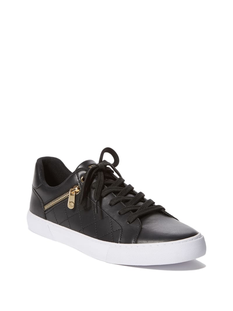 Black Men\'s Guess Myran Zip Low-Top Sneakers | 8935762-TM