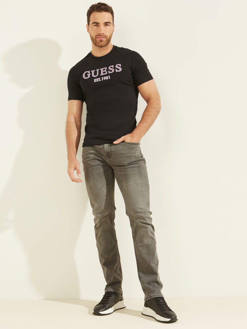 Black Men's Guess Point Logo Tee T Shirts | 5671439-JI