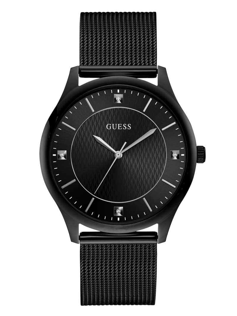 Black Men\'s Guess Polished Steel Analog Watches | 9463187-GI