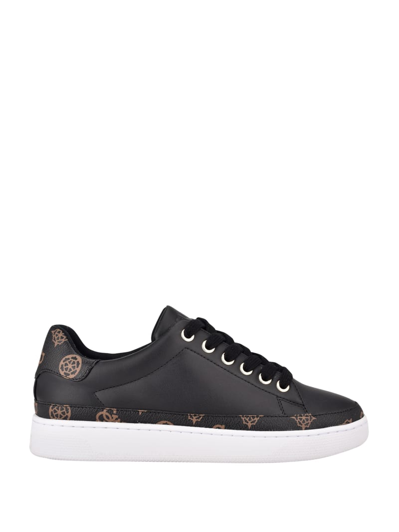 Black Men's Guess Rinzed Logo Trim Low-Top Sneakers | 7015893-QH