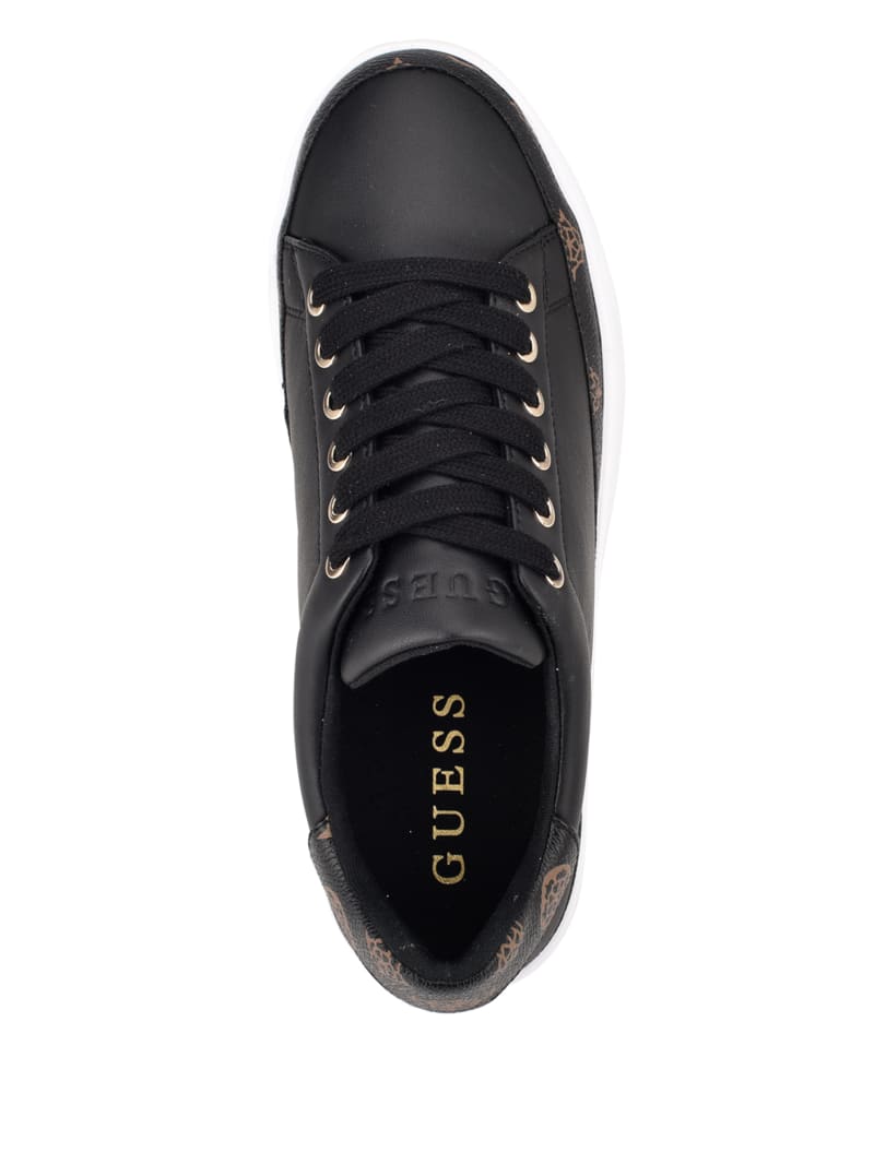 Black Men's Guess Rinzed Logo Trim Low-Top Sneakers | 7015893-QH