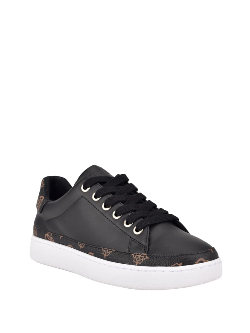 Black Men\'s Guess Rinzed Logo Trim Low-Top Sneakers | 7015893-QH