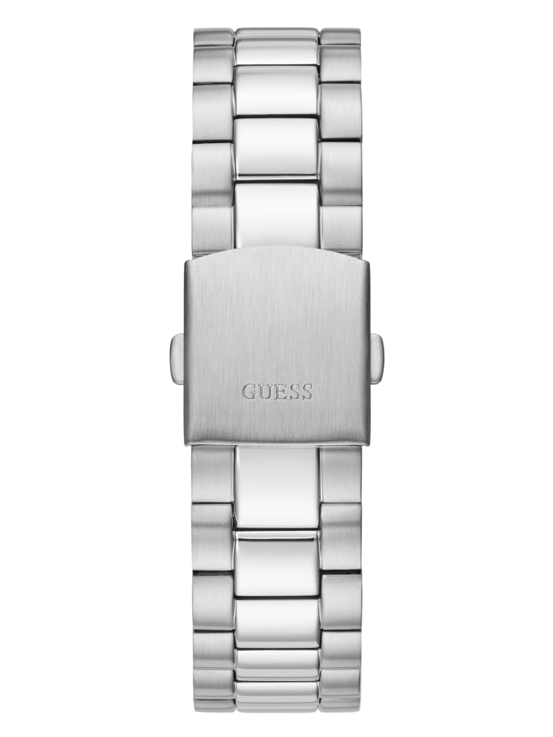 Black Men's Guess Silver-Tone Analog Watches | 9845160-XB