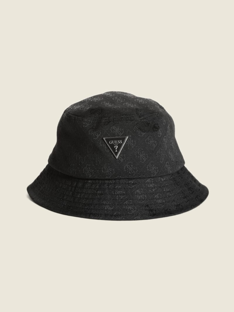 Black Men\'s Guess Vezzola Logo Bucket Hats | 8915762-CA