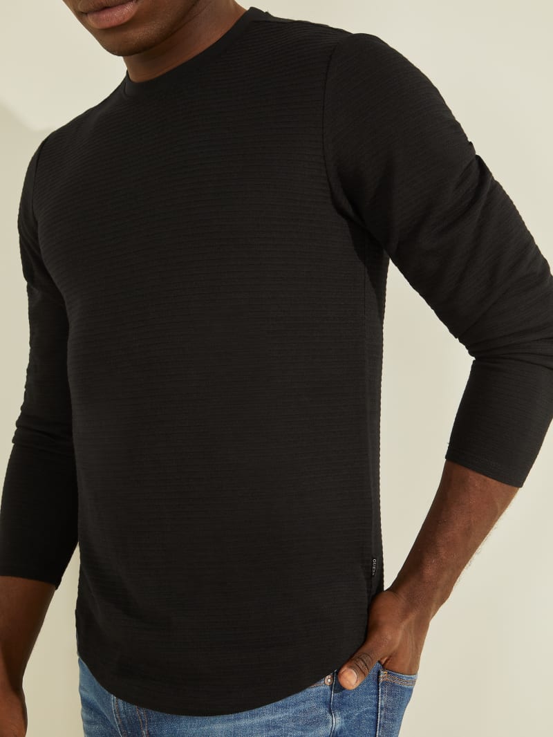 Black Men's Guess Zuma Long-Sleeve Tee T Shirts | 7512309-QC