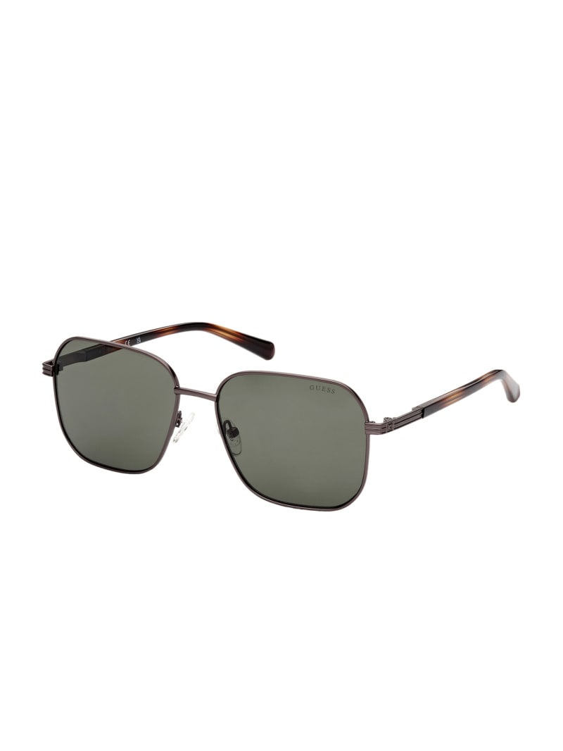 Black Silver Men's Guess Metal Square Sunglasses | 4385679-PU