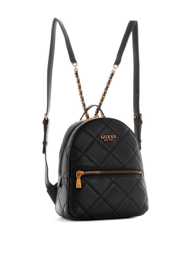 Black Women's Guess Abey Quilted Backpacks | 3476852-ZQ