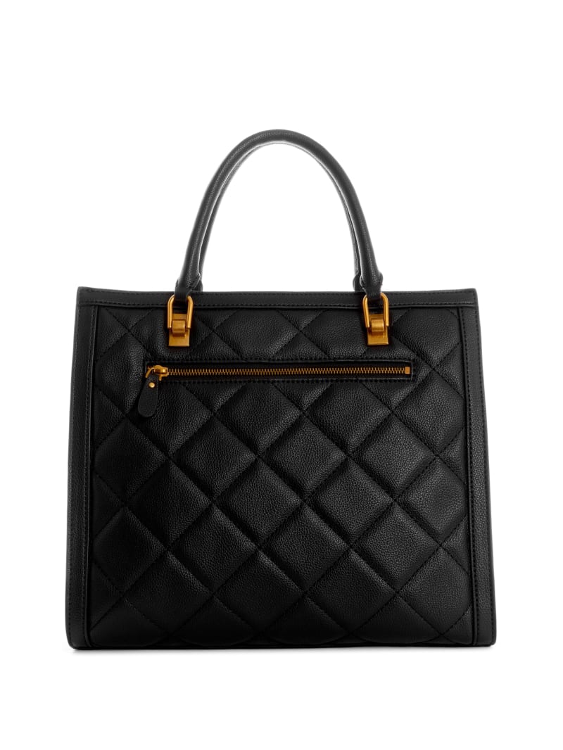 Black Women's Guess Abey Quilted Elite Tote Bags | 7936108-WY