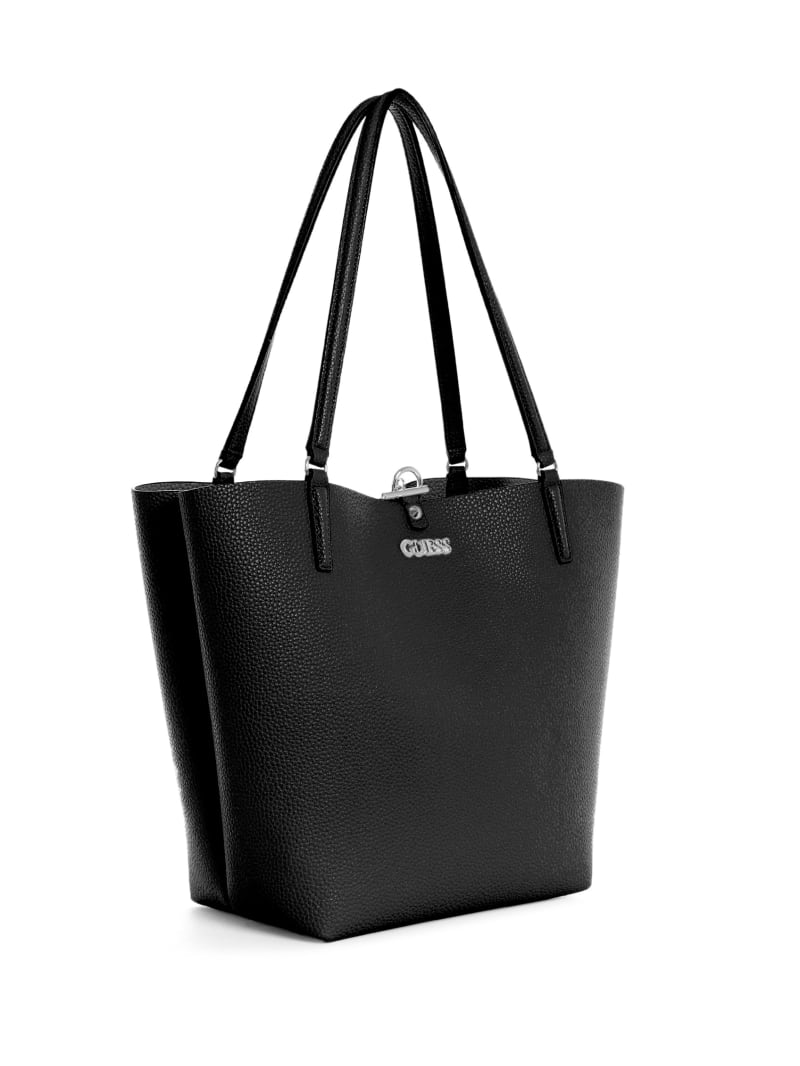 Black Women's Guess Alby Toggle Tote Bags | 0167425-AL