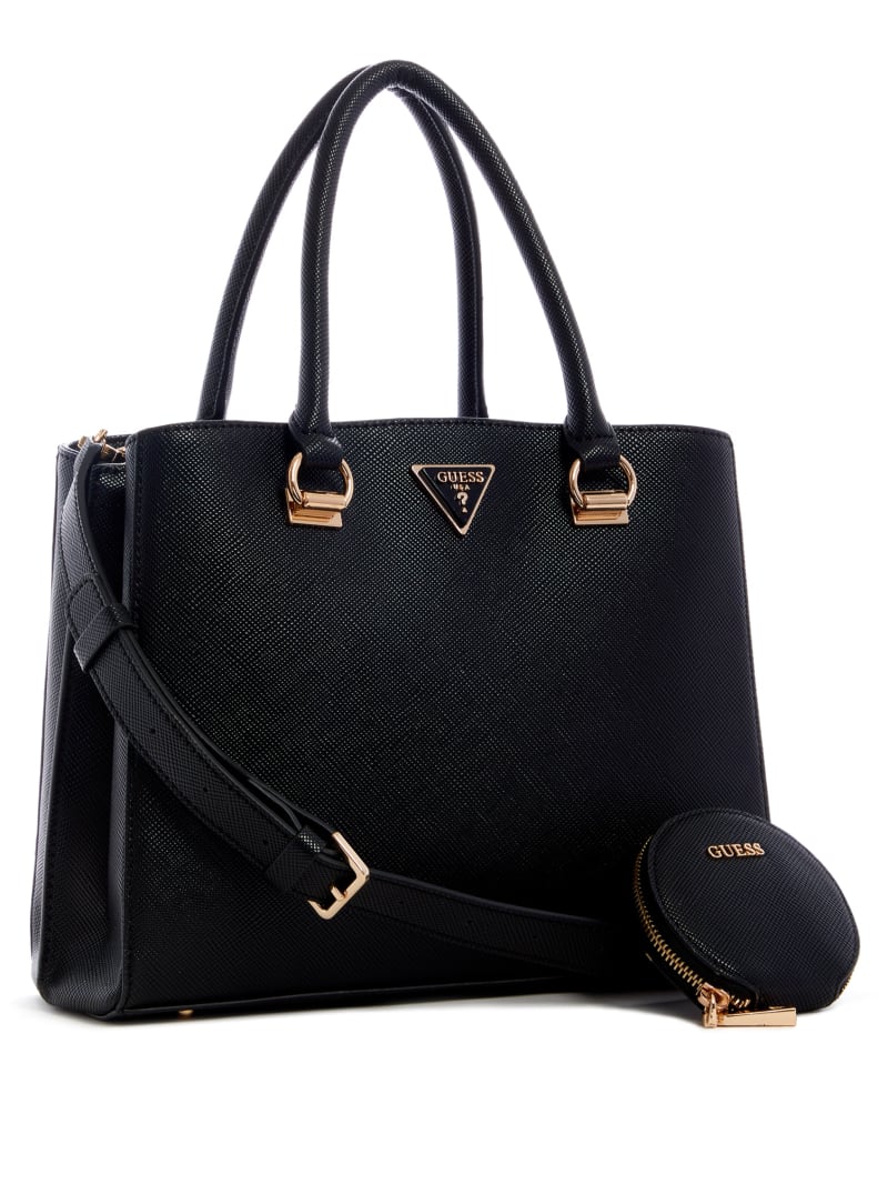 Black Women's Guess Alexie Girlfriend Satchel Bags | 1302756-LS