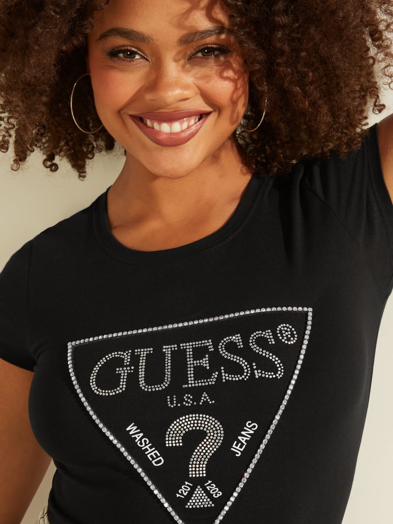 Black Women's Guess Amalur Logo Tee Tops | 2051674-WJ