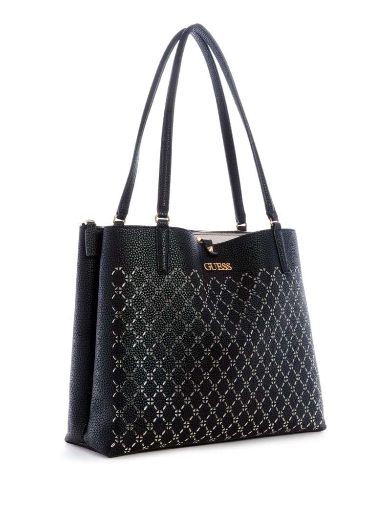 Black Women's Guess Amara Society Tote Bags | 5180246-WE