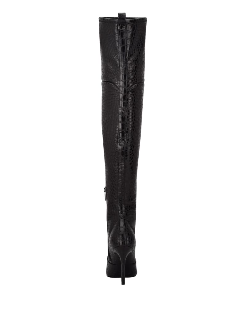 Black Women's Guess Baiwa Croc Over-the-Knee Boots | 0259381-SY