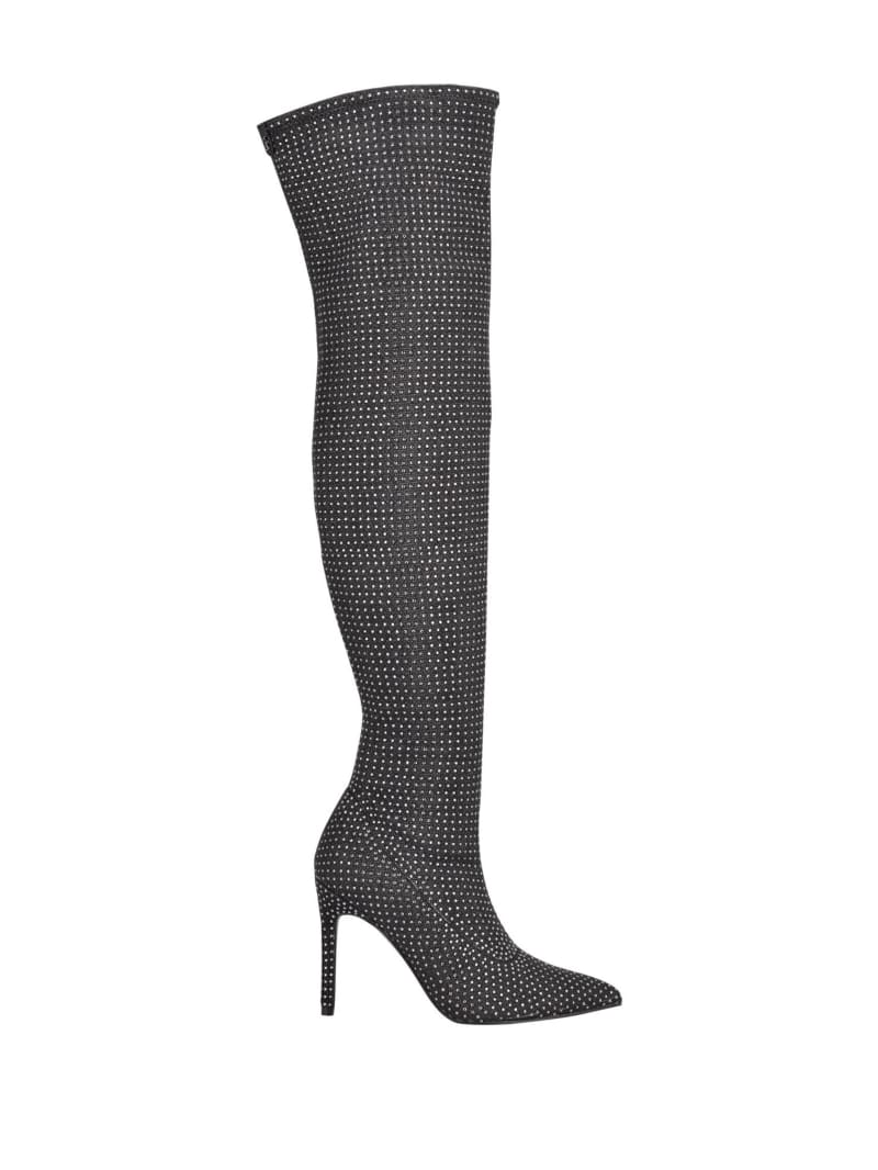 Black Women's Guess Boniss Rhinestone Over-the-Knee Boots | 0345971-HK