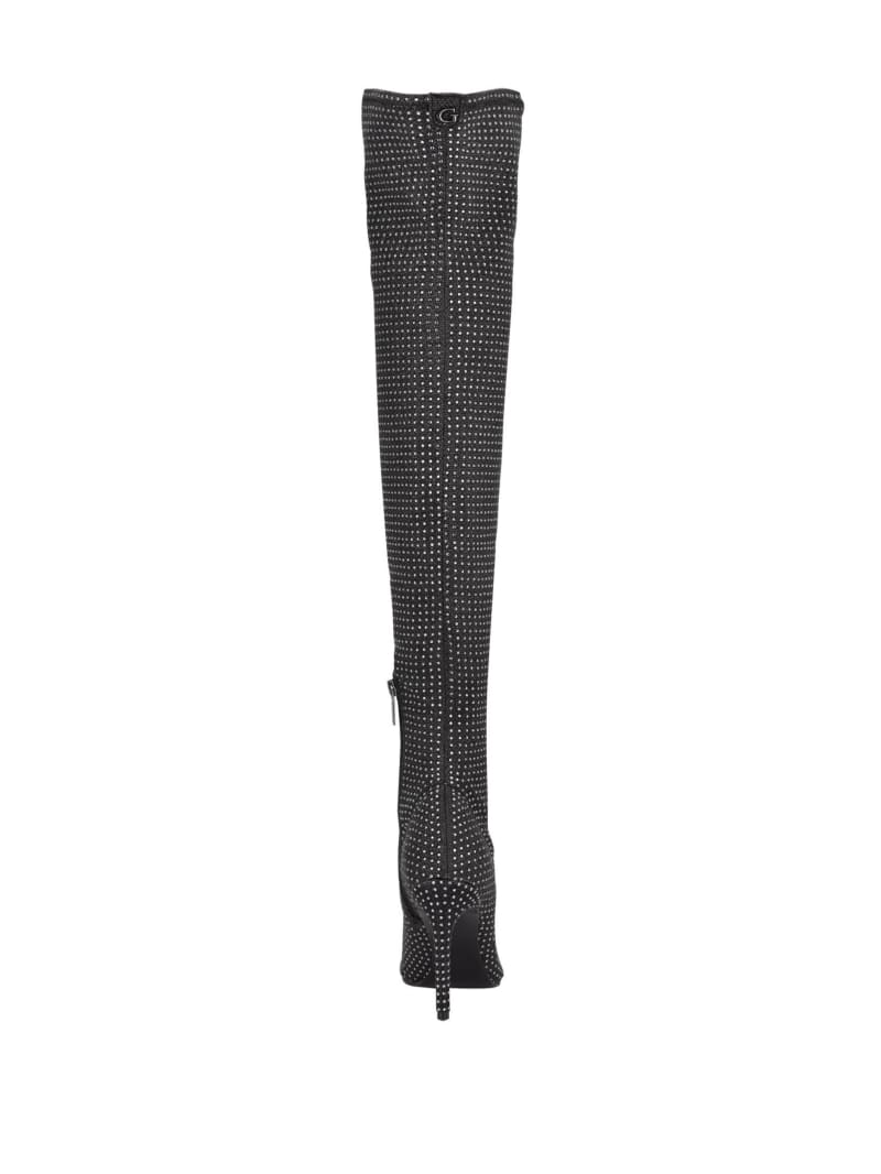 Black Women's Guess Boniss Rhinestone Over-the-Knee Boots | 0345971-HK