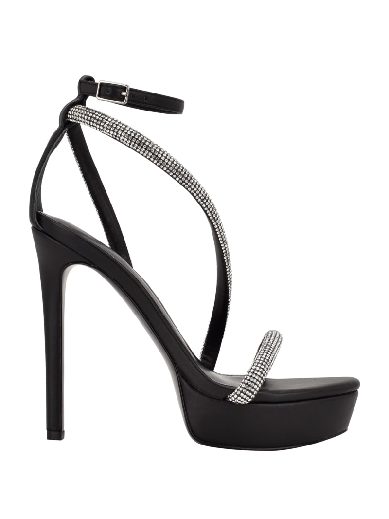 Black Women's Guess Casidee Rhinestone Platform Heels | 0985342-BG