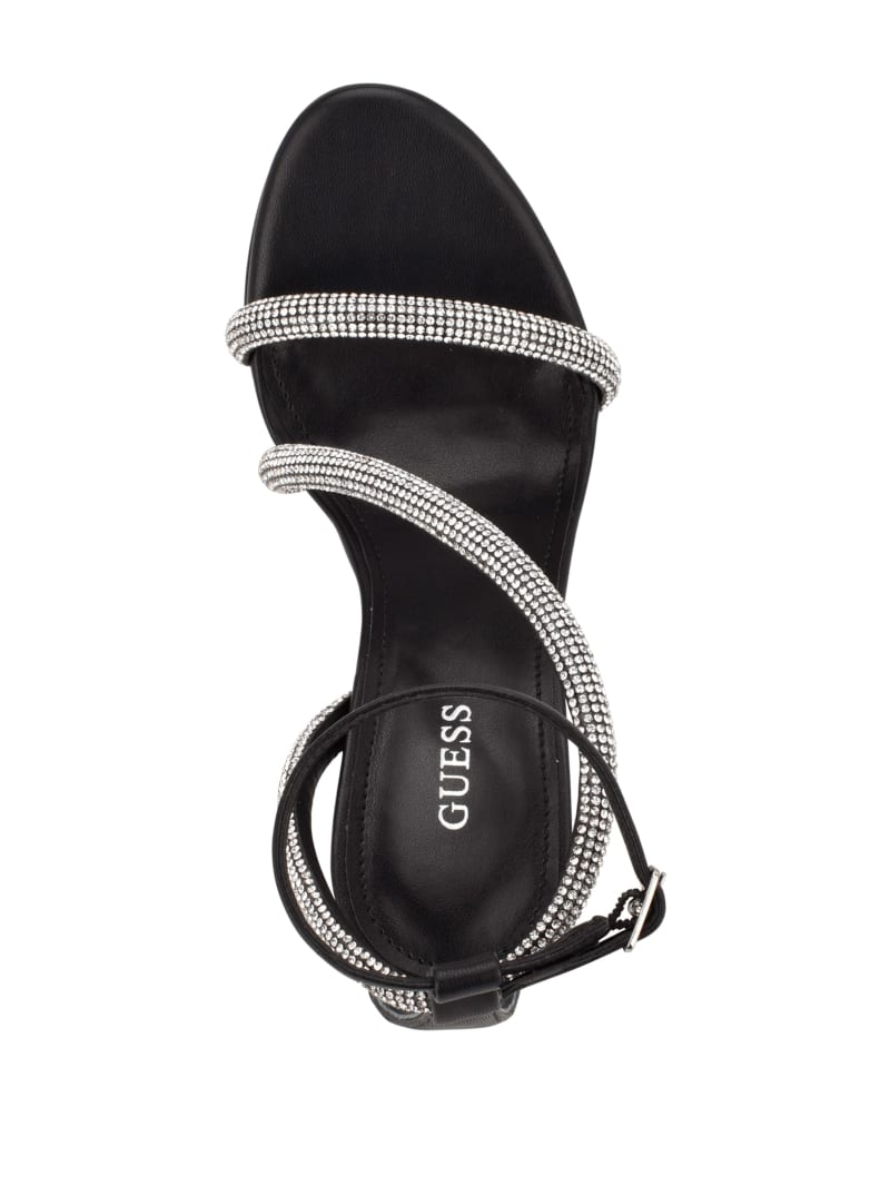 Black Women's Guess Casidee Rhinestone Platform Heels | 0985342-BG