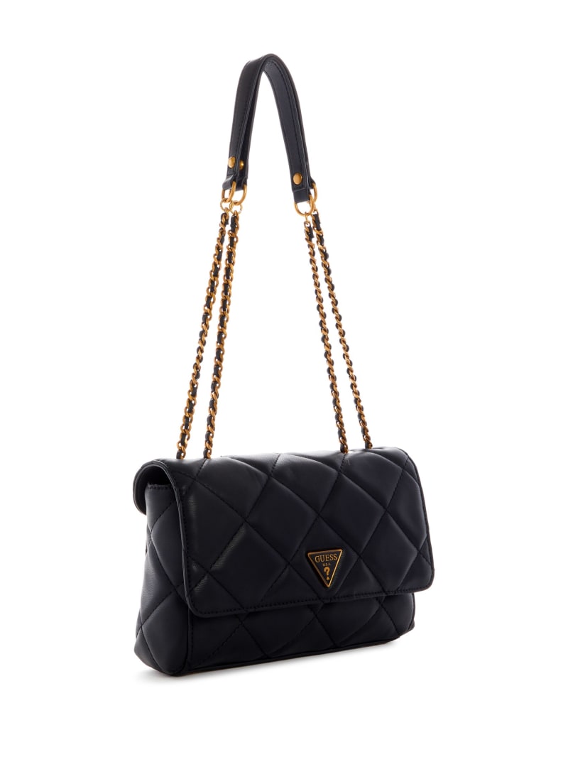 Black Women's Guess Cessily Quilted Convertible Crossbody Bags | 8746153-UZ