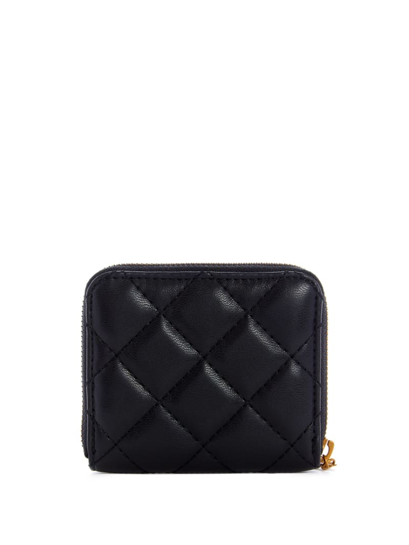 Black Women's Guess Cessily Quilted Small Zip-Around Wallets | 8451630-JS