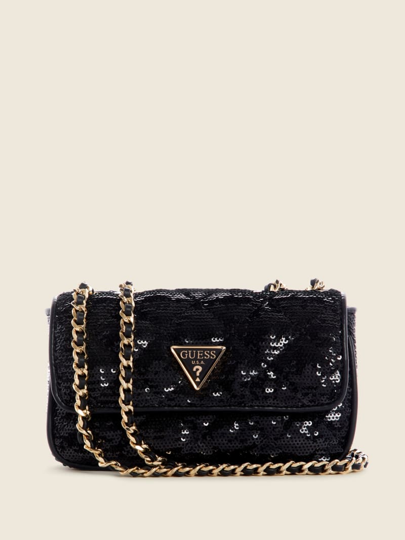 Black Women\'s Guess Cessily Sequins Convertible Mini Bag | 2940316-BA