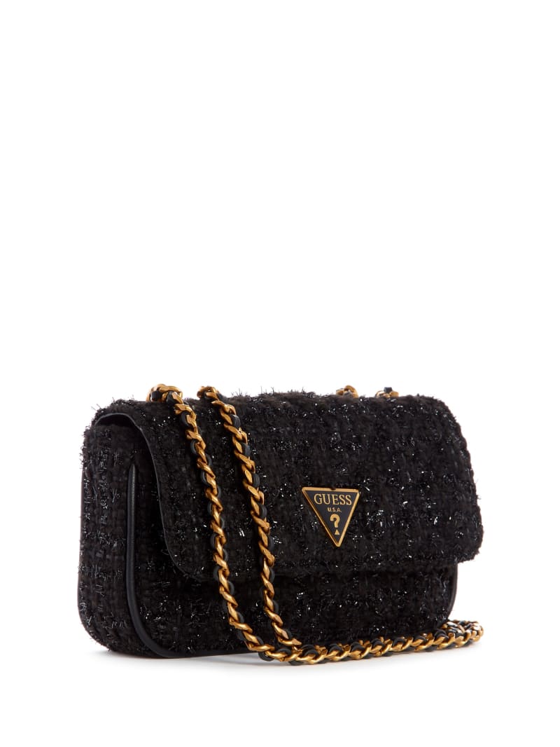 Black Women's Guess Cessily Tweed Convertible Mini Bag | 8651372-QZ