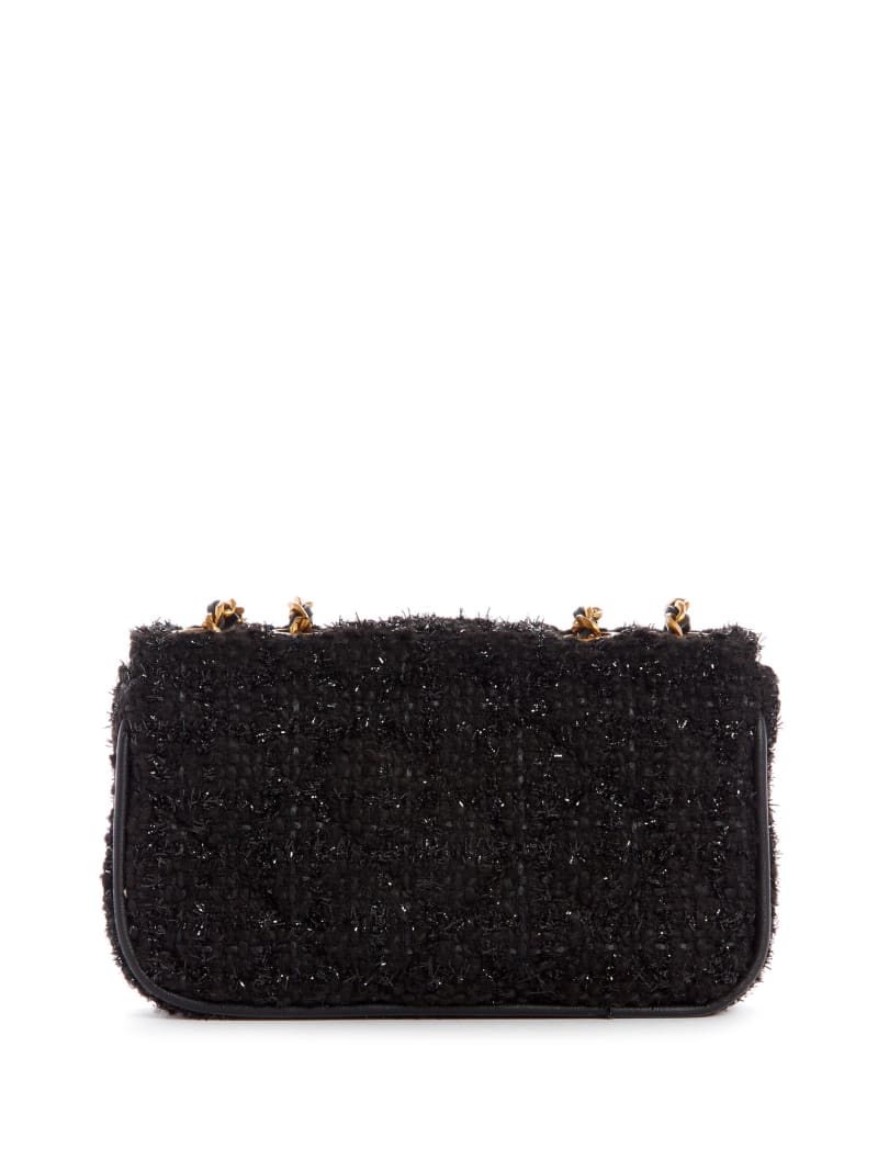 Black Women's Guess Cessily Tweed Convertible Mini Bag | 8651372-QZ