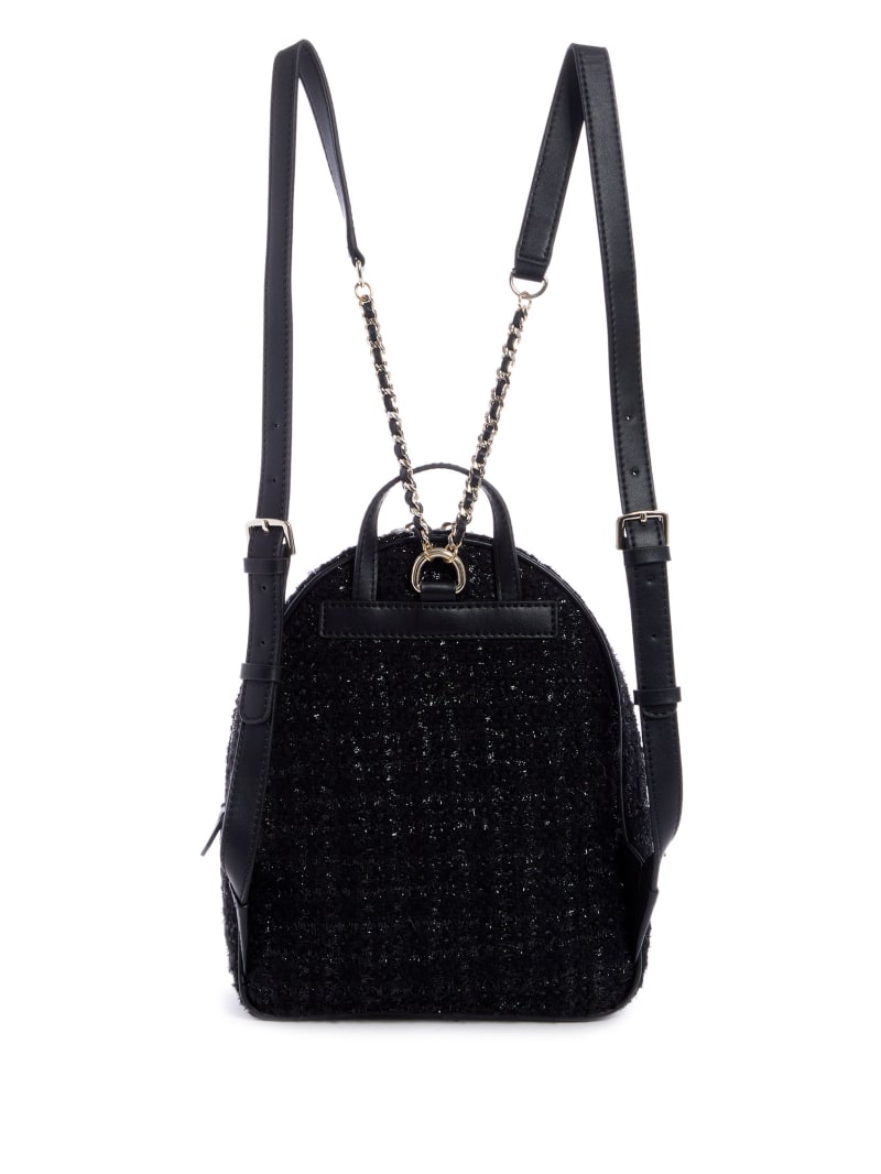 Black Women's Guess Cessily Velvet Backpacks | 9527361-XU