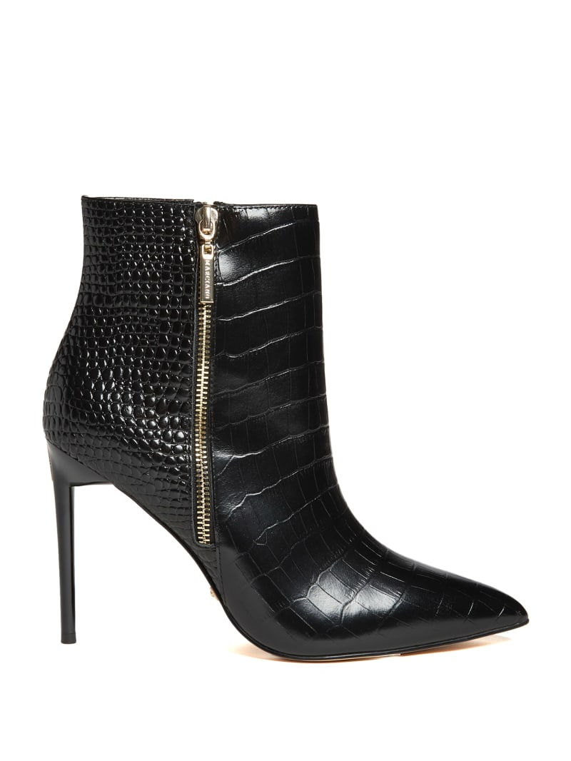 Black Women's Guess Croc Leather Zipper Boots | 5276031-TJ