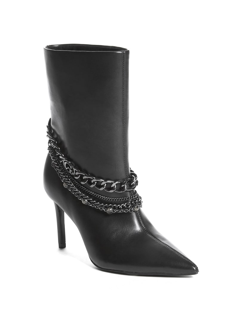 Black Women\'s Guess Dasilde Chain Boots | 2815970-LZ