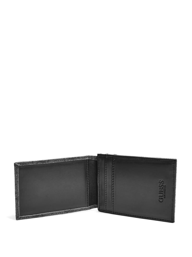 Black Women's Guess Don Logo-Print Magnetic Card Case Wallets | 0143265-FH