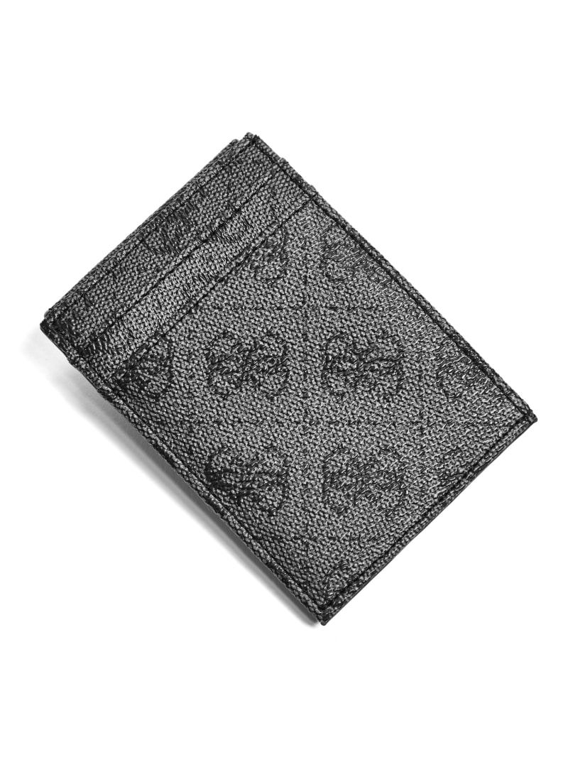 Black Women's Guess Don Logo-Print Magnetic Card Case Wallets | 0143265-FH