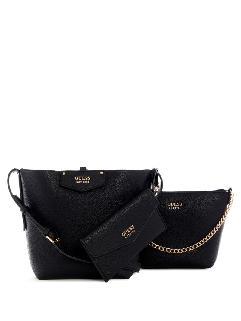 Black Women's Guess Eco Brenton Bucket Shoulder Bags | 9538240-UY