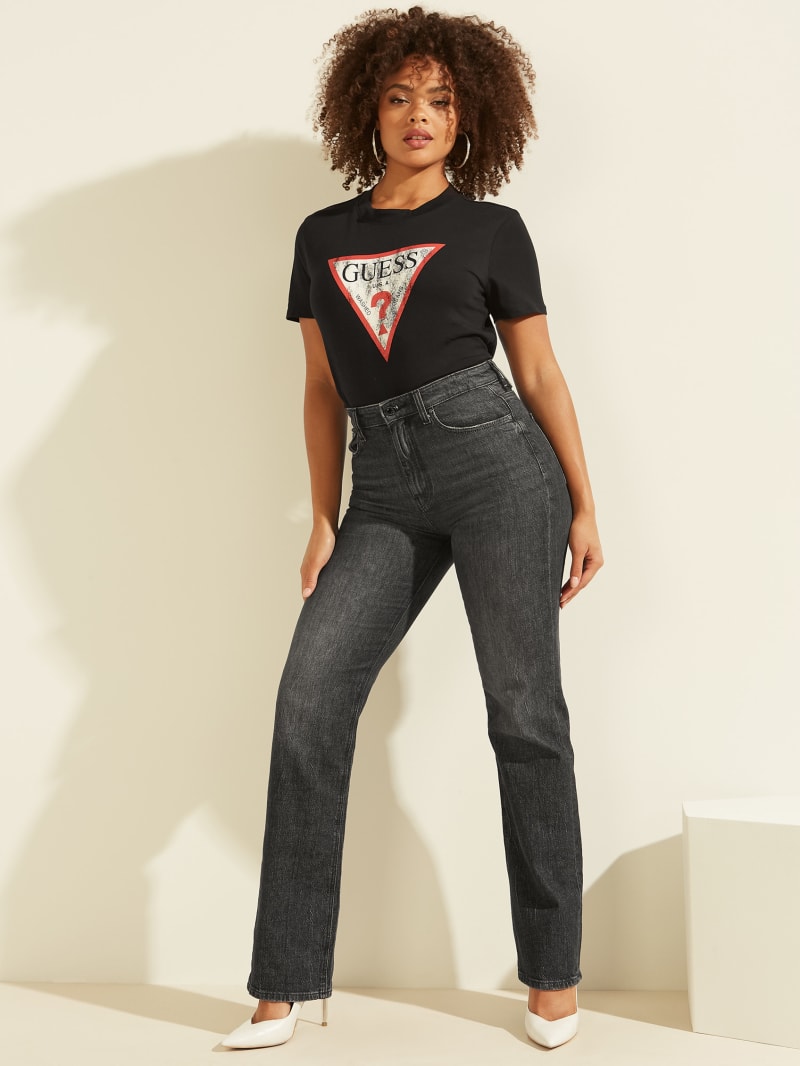 Black Women's Guess Eco Classic Logo Tee Tops | 5871609-BR