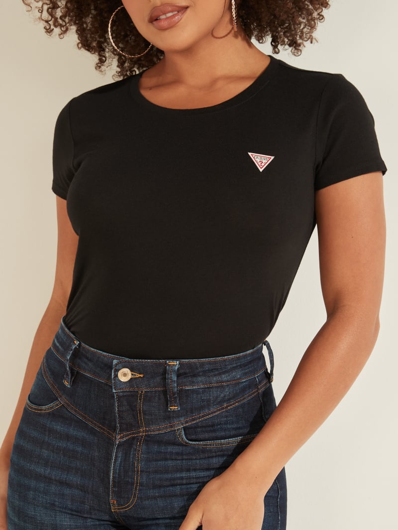 Black Women's Guess Eco Logo Baby Tee T Shirts | 1053896-JQ