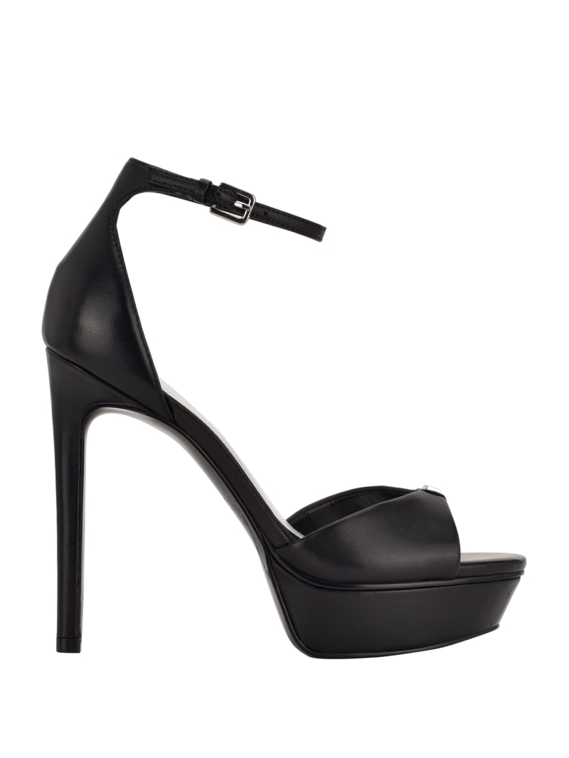 Black Women's Guess Ellsyn Leather Platform Heels | 9308241-TA