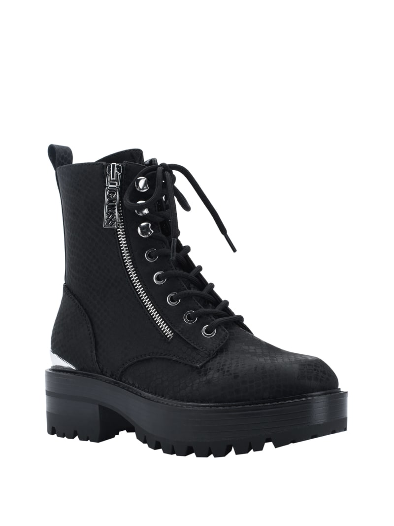 Black Women\'s Guess Fearne Combat Boots | 0468935-UK