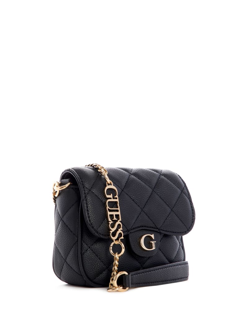 Black Women's Guess Gillian Quilted Flap Crossbody Bags | 6107548-YT