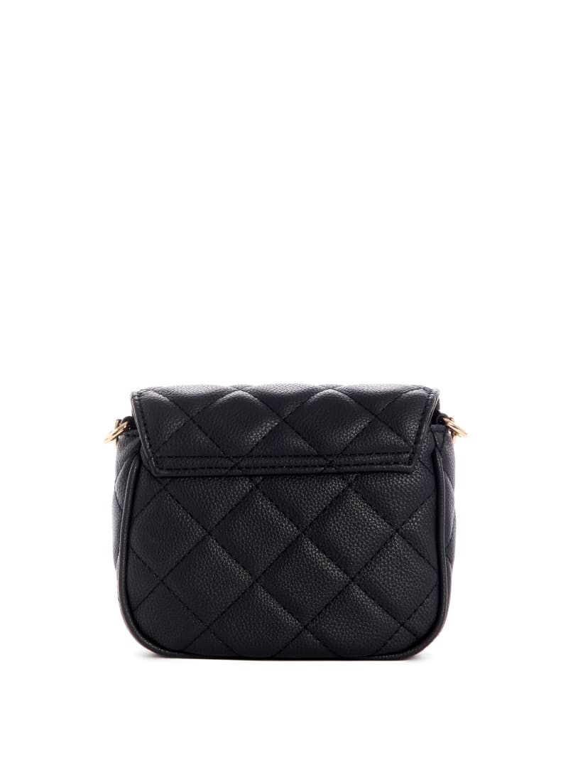 Black Women's Guess Gillian Quilted Flap Crossbody Bags | 6107548-YT