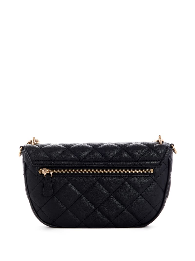 Black Women's Guess Gillian Quilted Flap Crossbody Bags | 9627340-GW