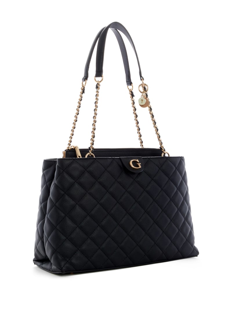 Black Women's Guess Gillian Quilted High Society Satchel Bags | 9034176-ZG