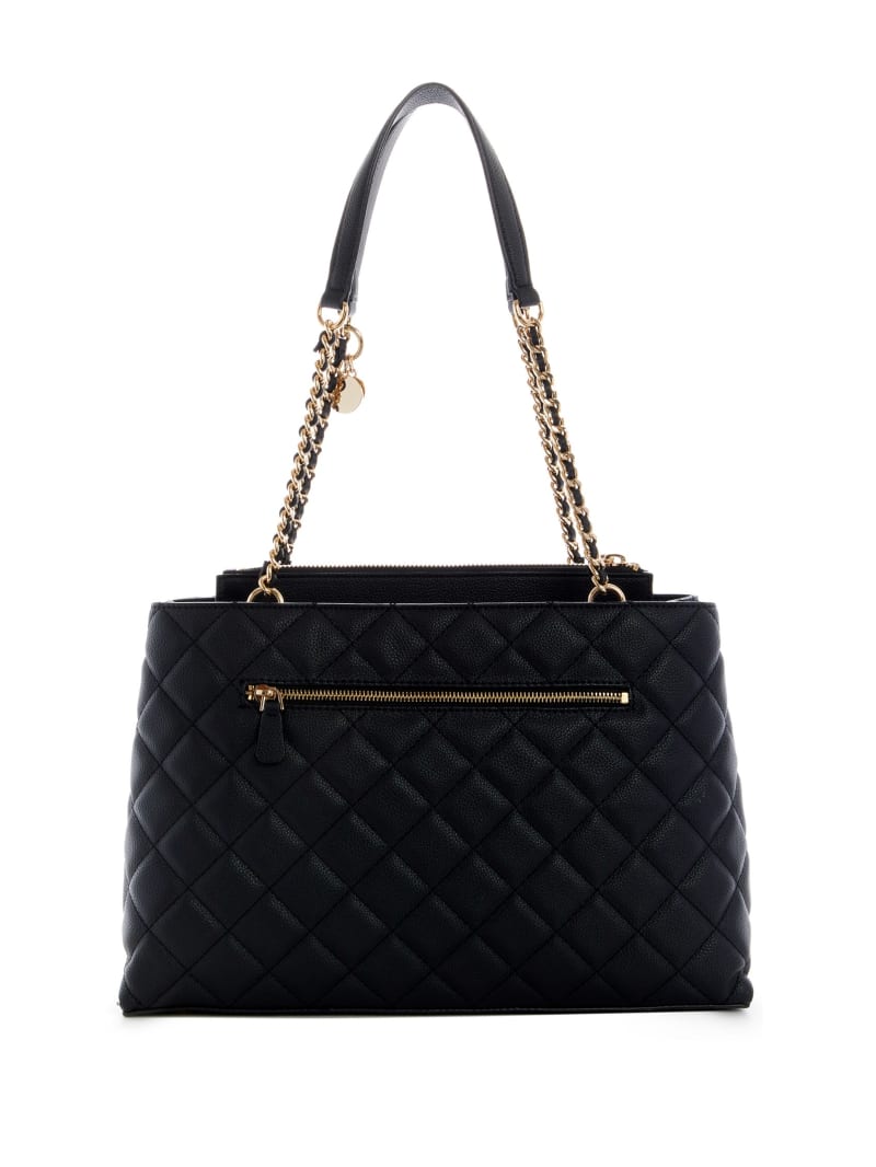 Black Women's Guess Gillian Quilted High Society Satchel Bags | 9034176-ZG