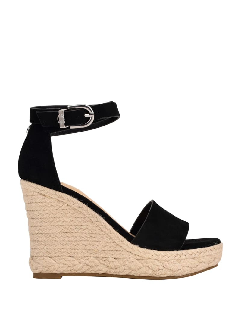 Black Women's Guess Hidy Suede Espadrille Wedges | 5043217-ET